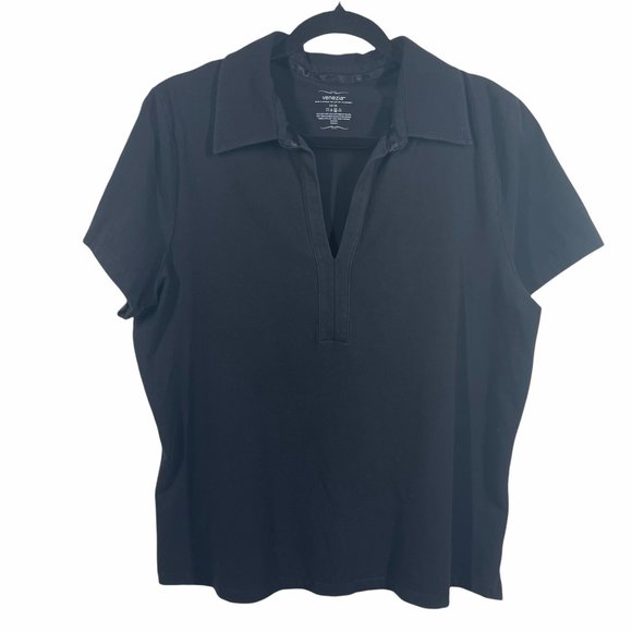 Venezia Tops - Venezia Black Polo Shirt 14 16 Short Sleeves